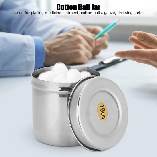Cotton Ball Container, 10x10x10cm/3.9x3.9x3.9inch Cotton Ball Jar Stainless Steel Pads Cotton Swabs Holder Organizer - ShopVlot — afbeelding 3