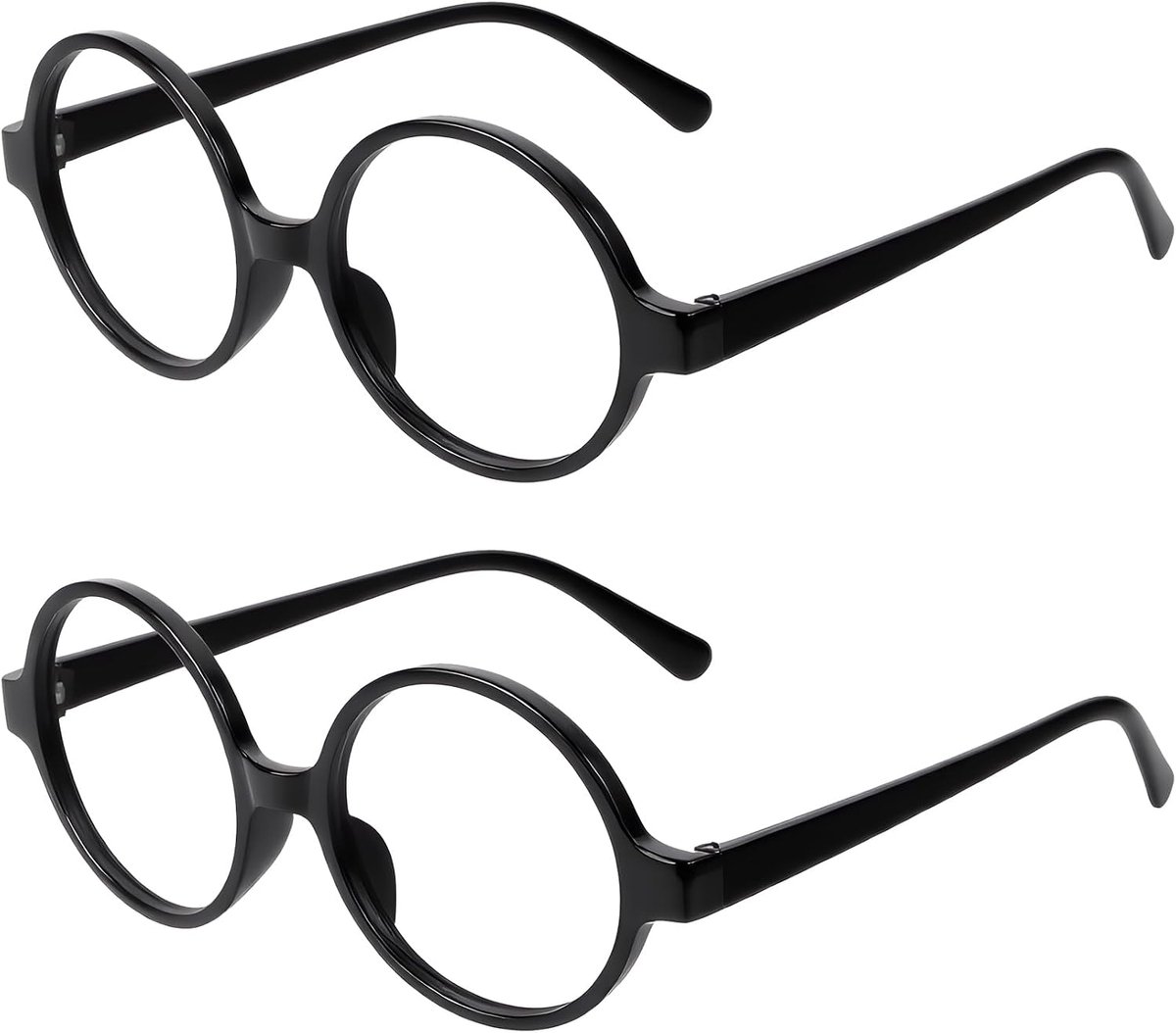 Pack of 2 Round Glasses Without Prescription Round Glasses Frames Retro Black Glasses Without Prescription for - ShopVlot