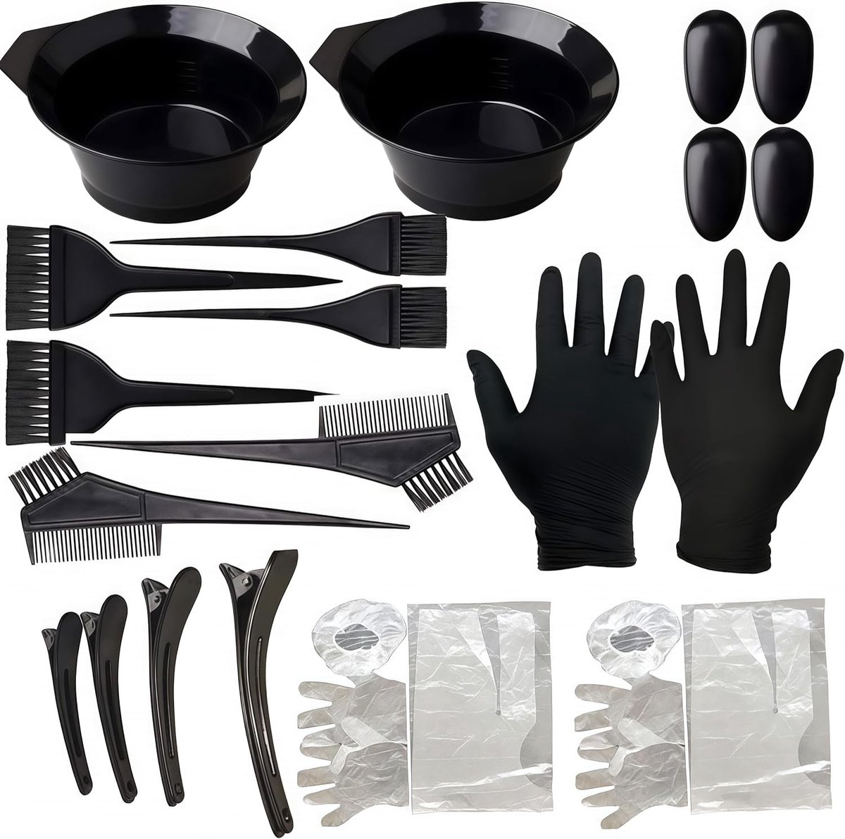22 Pieces Hair Dye Brush Set with Scale Cape Gloves Clips for Home Use and Professional Hairdresser - ShopVlot
