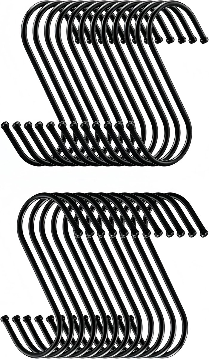 20-Pack S-shaped Hooks, Multifunctional S Hooks, S-Hook Stainless Steel for Bathroom, Bedroom, Office and Kitchen - ShopVlot
