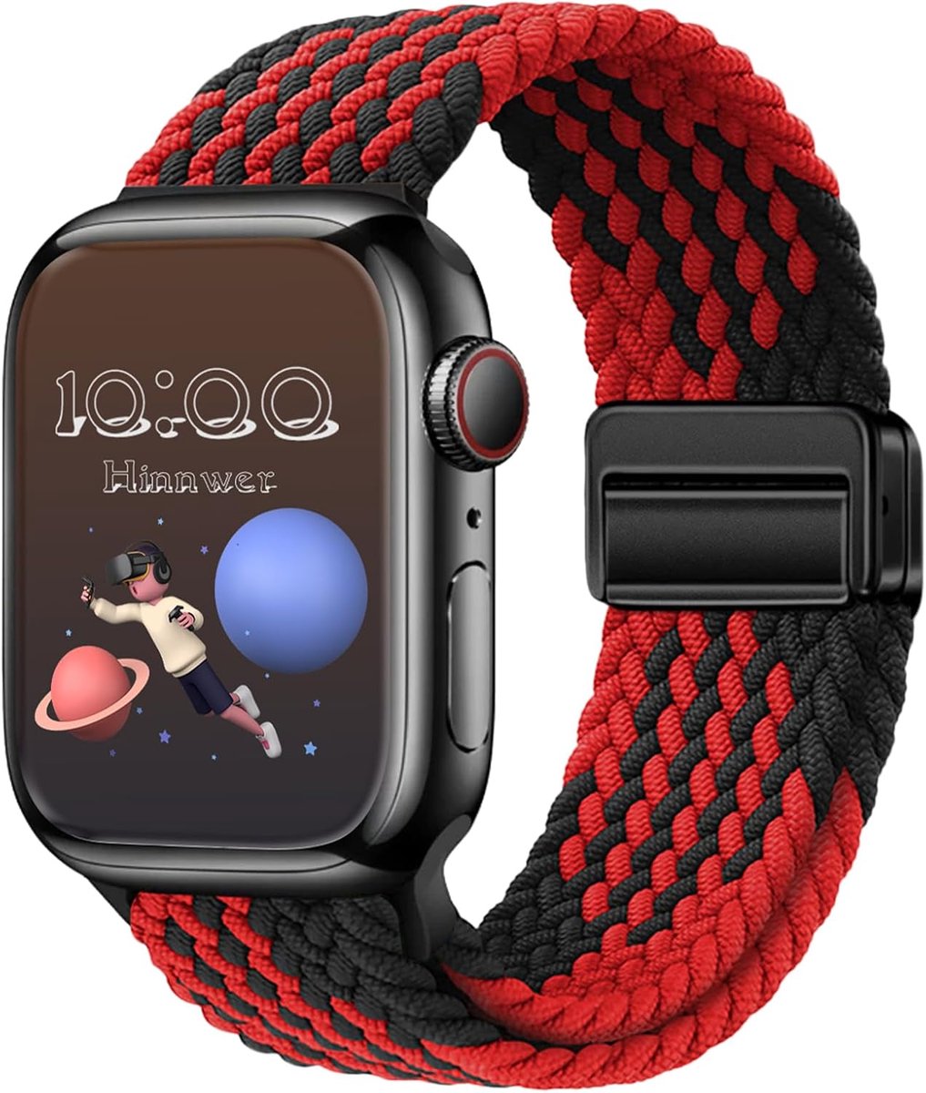 Gevlochten armband voor Apple Watch 42 mm 38 mm 40 mm 41 mm dames heren elastisch nylon stoffen band met magnetische - ShopVlot