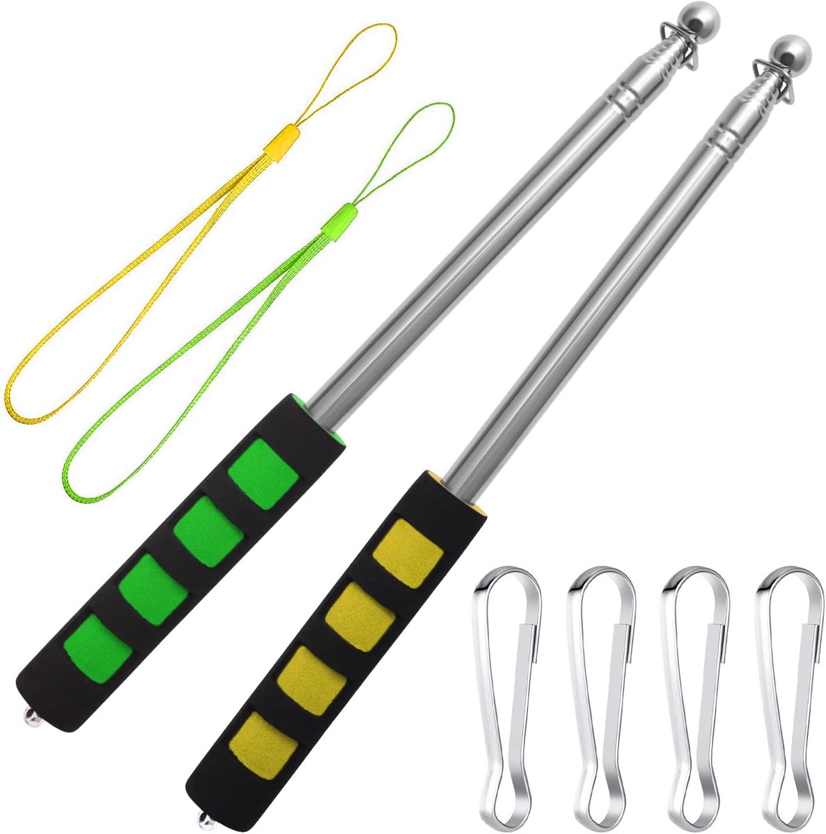 Telescopic Flagpole Set, 2 Pieces, 1.6 m, Portable Telescopic Rod, Flagpole, Stainless Steel Flag Pole, Telescopic - ShopVlot