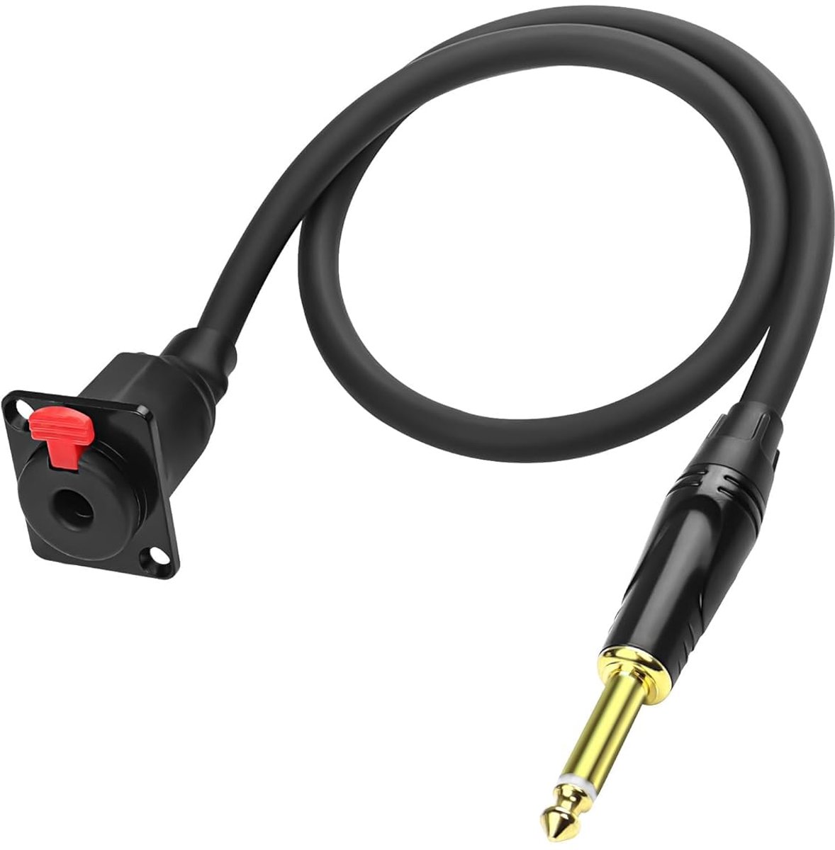 XMSJSIY D-type 6.35mm 1/4 inch panel mount to mono plug cable 6.35mm jack to TS plug adapter cable with gold plated - ShopVlot