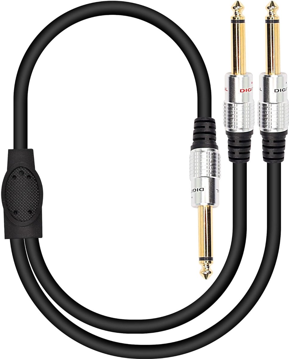 XMSJSIY 6.35mm 1/4" TS Male to Dual 6.35mm 1/4" TS Male Mono Stereo Y Cable Splitter Cord - 50cm - ShopVlot