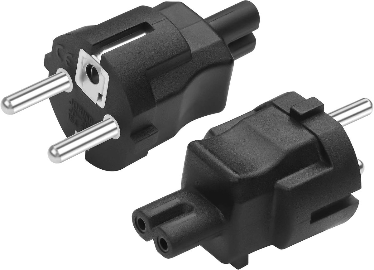 CERRXIAN 2pcs Schuko plugs to C7 adapter, 2-pin CEE 7/7 plug to IEC320 C7 plug adapter, compatible with C7 cable - ShopVlot