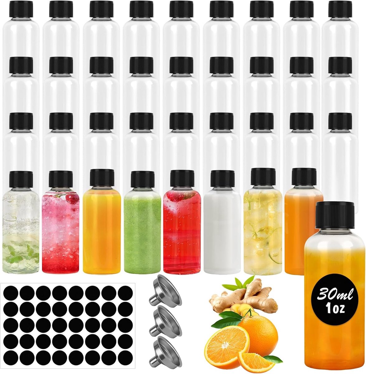 36 stuks 30 ml kleine flessen om te vullen, mini-plastic shotflessen, herbruikbare borrelflessen, voor feestjes en - ShopVlot