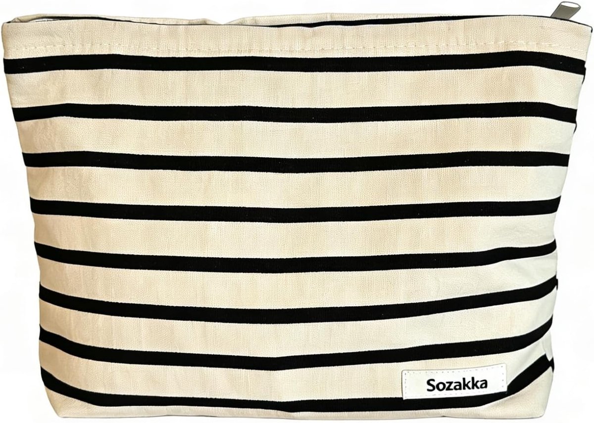 Makeup Bag, G, 27 cm x 18 cm x 5 cm, Striped - ShopVlot