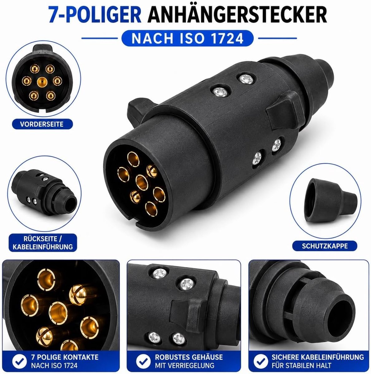 paymali Car trailer adapter plug 7-pole 12V PVC plastic - ShopVlot