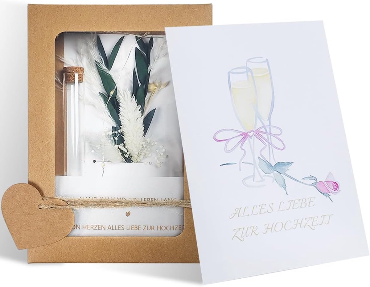Huwelijksgeschenken voor bruidspaars, geldgeschenken voor bruiloft, inclusief droogbloemen, papieren dozen en - ShopVlot