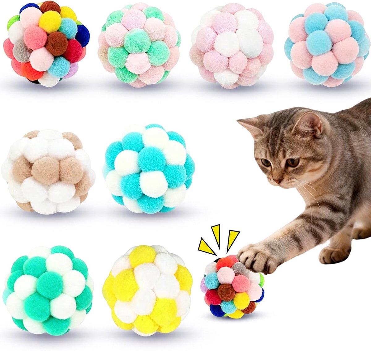 8 x kattenspeelgoedbal - ShopVlot