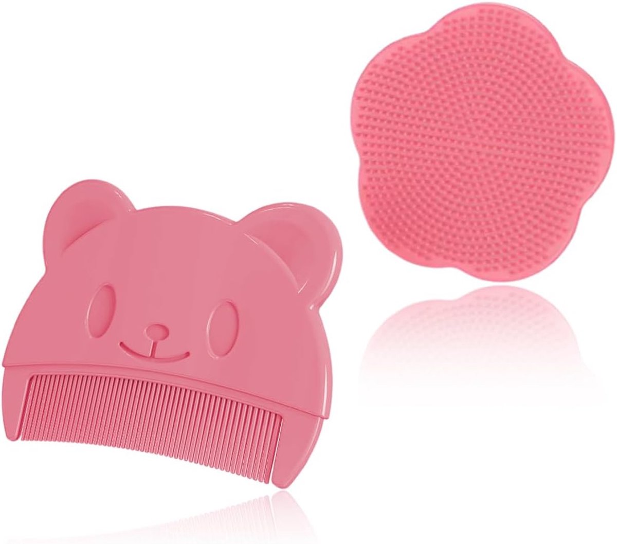 2 Soft Milk Crust Removing Brushes, Silicone Bristles Safe for Babies, with Comb and Head Massage Brush - ShopVlot