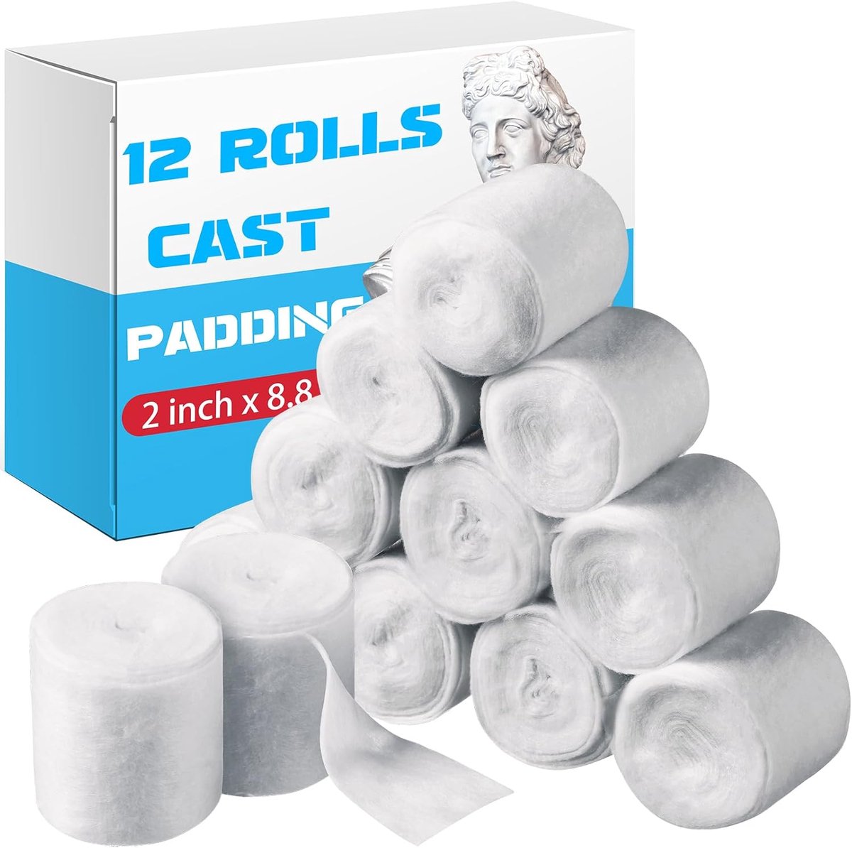 12 Rolls Molded Filling Individual Package Soft Cotton Underplating Wrap Use with Plaster Cloth Mesh Bandage for - ShopVlot