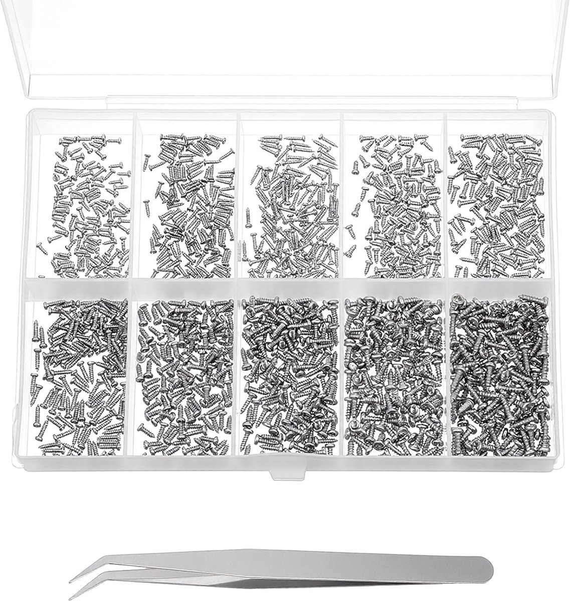 1200 stuks mini-schroevenset, micro-kruiskopschroeven met ronde kop, klein machineschroeven-assortiment voor - ShopVlot