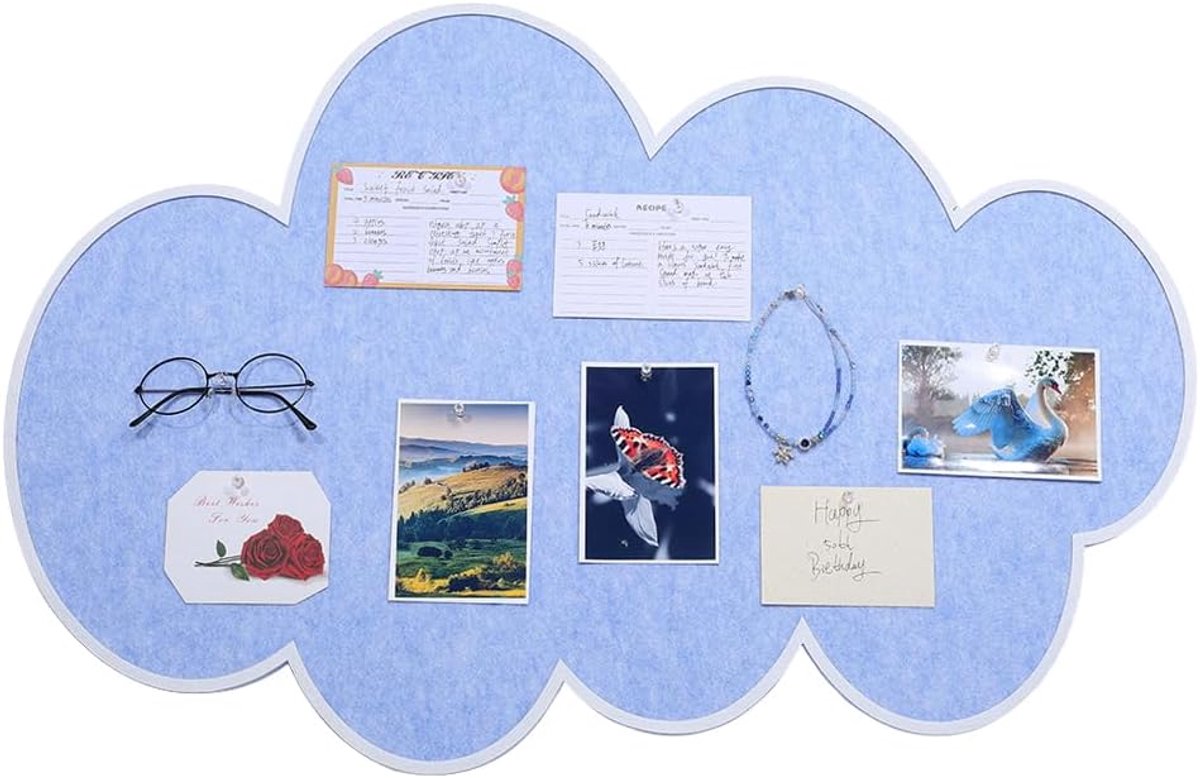 1 stuk schattig prikbord voor de muur, 90 x 60 cm, grote zelfklevende prikborden van wolkenvilt, decoratieve - ShopVlot