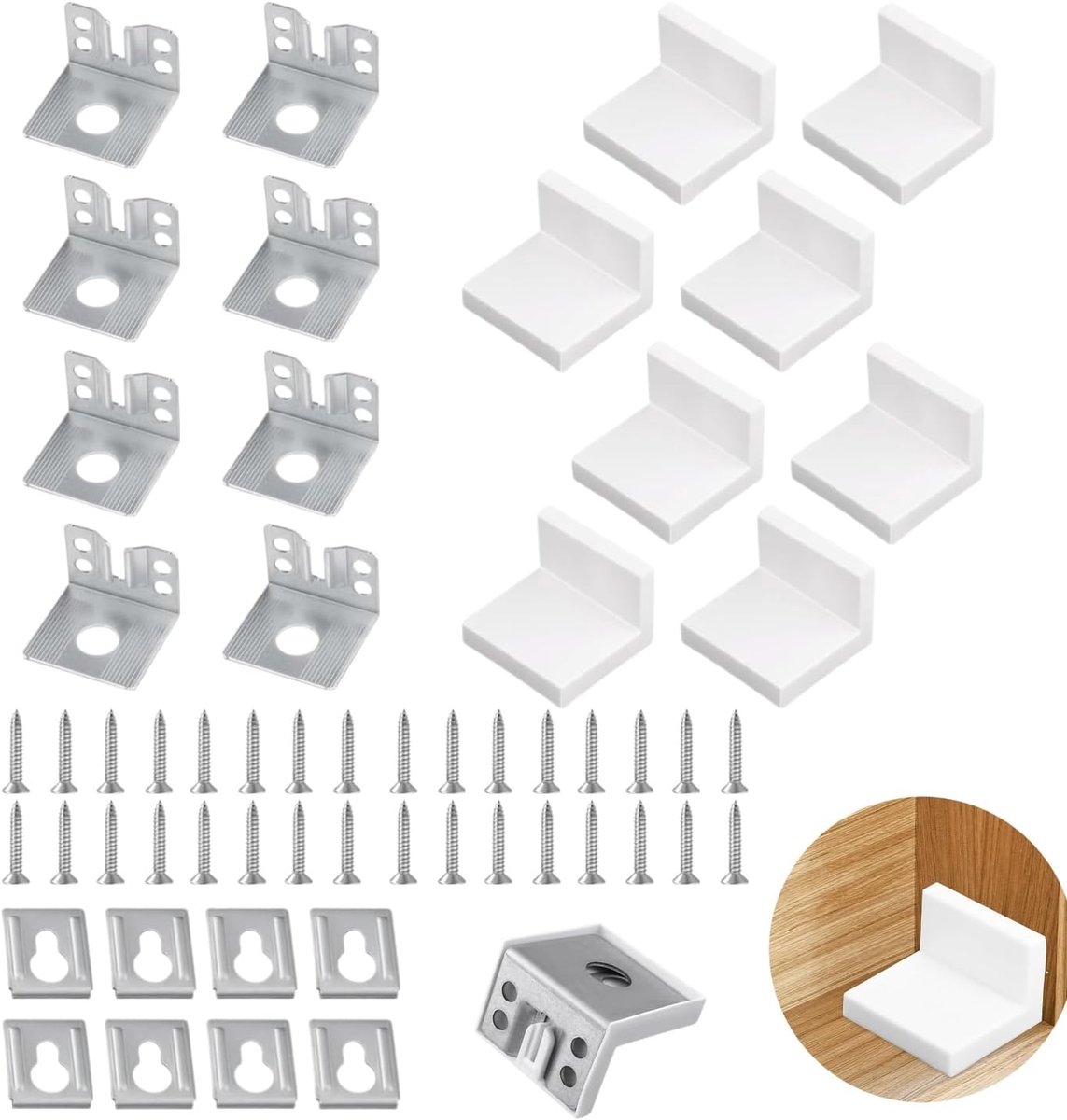 Kasthangers, 8 stuks wandbevestiging, kast, 50 x 34 mm, hangkasthouder, wandhouder, rek voor tafels, stoelen, kasten - ShopVlot
