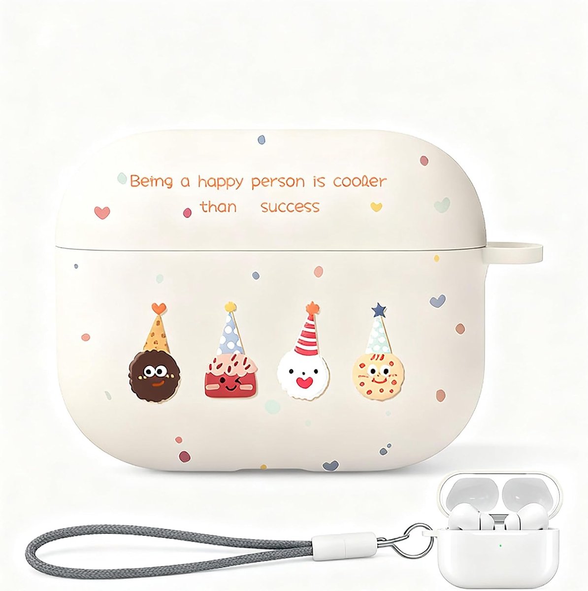 GOOGO Transparante TPU-beschermhoes voor Air Pods Pro 3, met draaglus, oorhaakontwerp, koekjesdonut - ShopVlot
