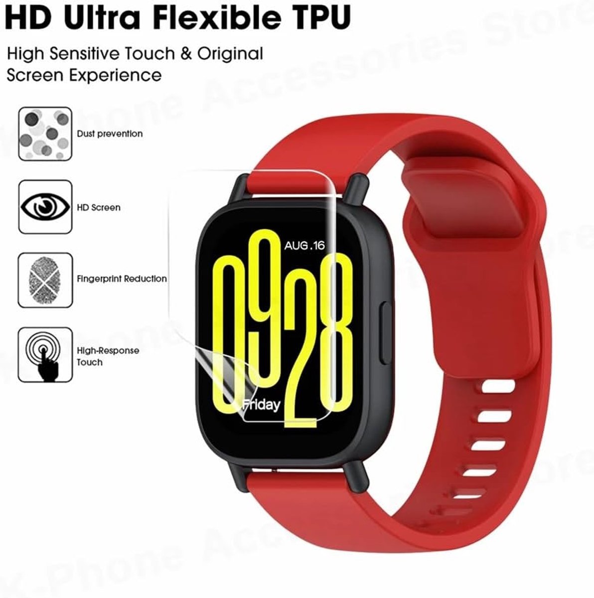5pcs hydrogel film screen protector for SPACES D1 1.85" Smartwatch Flexible HD Clear Screen Protector TPU [Touch - ShopVlot