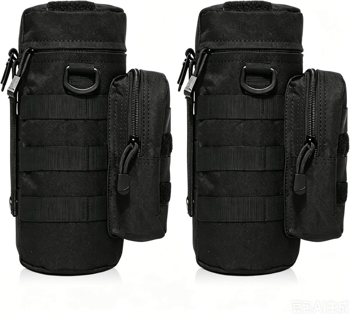 Pack of 2 Tactical Bottle Holder, Water Bottle Bag with Drawstring and 2 Carabiner Hooks, Bottle Holder, Belt and - ShopVlot