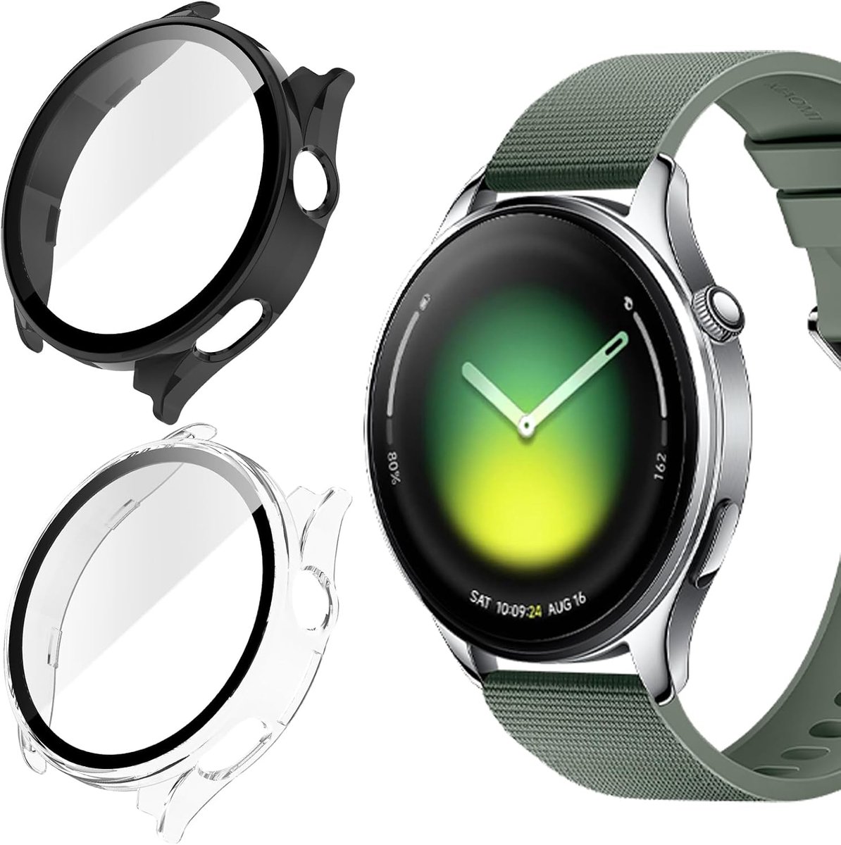 KUSINHOKA Beschermhoes voor Xiaomi Watch 5, 2 stuks, beschermhoes met gehard glas, ultradunne HD-heldere - ShopVlot