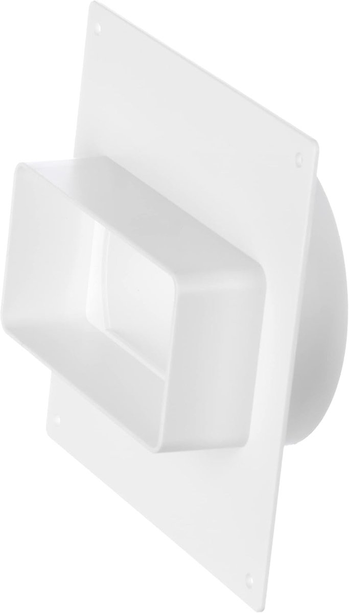 Ø 100 mm - 110x55 mm transition piece - flat channel on round tube - plastic wall flange - ShopVlot