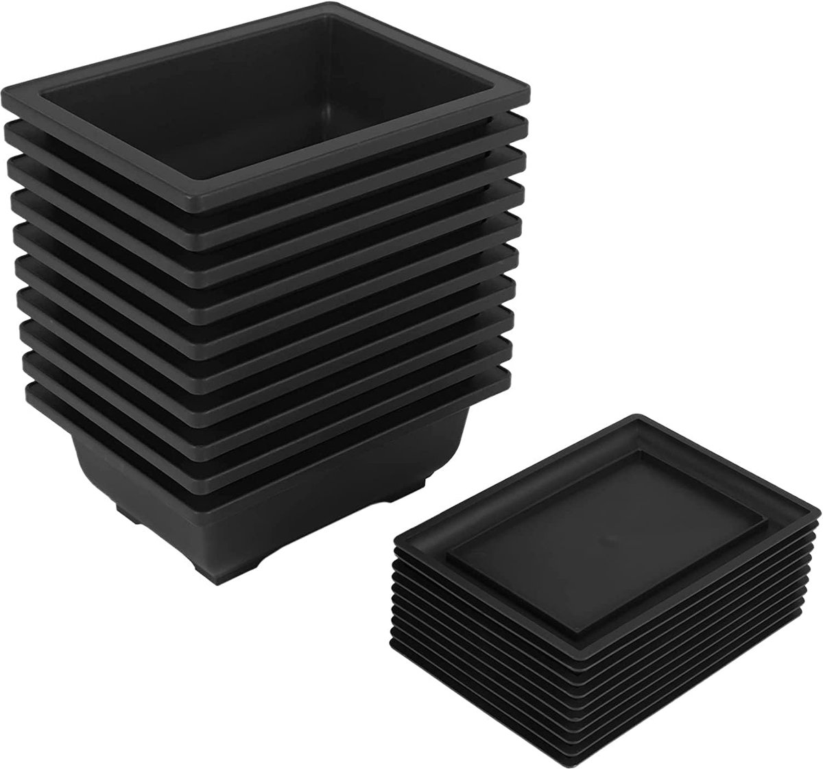 10 Packs Bonsai Training Pan Tray Plastic Bonsai Plant Pot for Garden, Living Room, Balcony, 16.5 x 12cm - ShopVlot