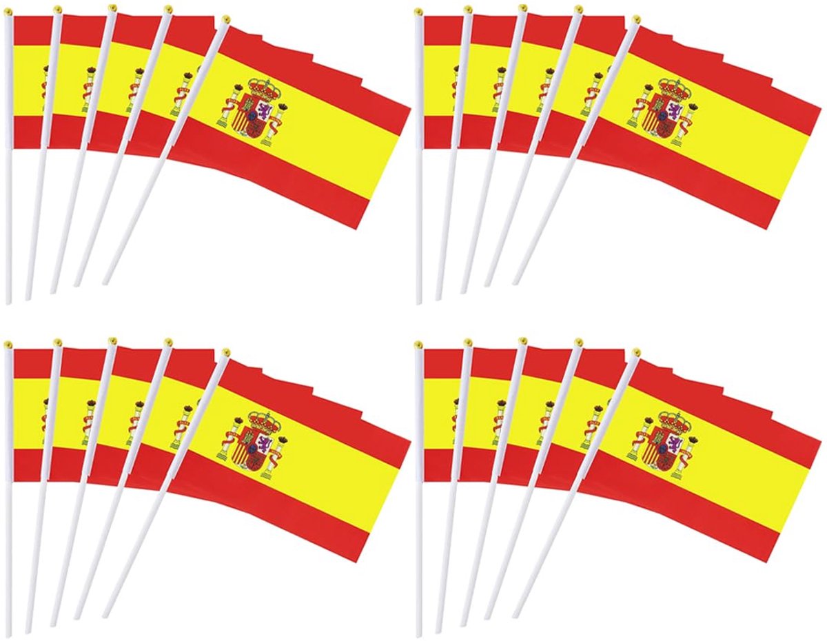 VYIBPDY 20 Pieces Spanish Flags with Crank Spain Spain Flag for National Holiday, Party, Parades, Football Games - ShopVlot