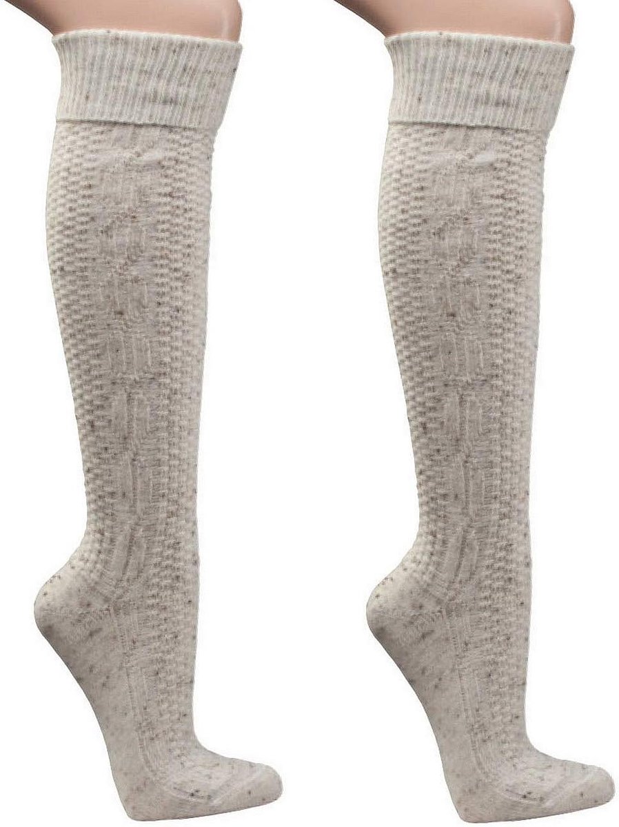 krautwear Men's Traditional Stockings, Braided Pattern, Extra Long Shaft with Wool - ShopVlot