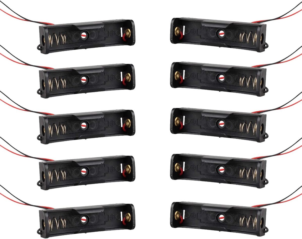 10Pcs 1.5V 1 x AA Plastic Cell Battery Holder Case Battery Storage Box with Wire Leads - ShopVlot