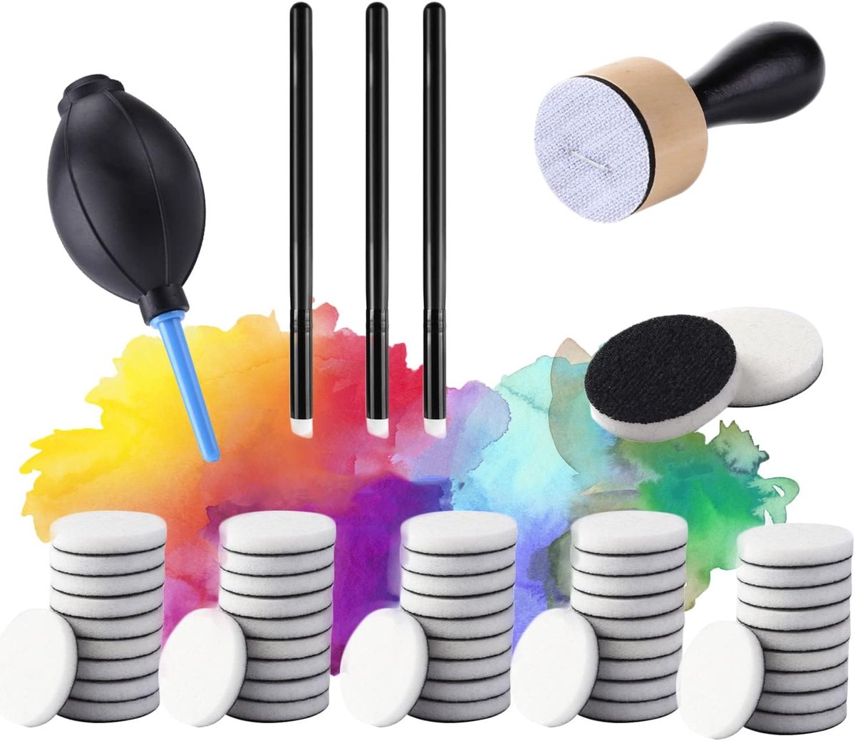 57 Pcs Mini Ink Paint Mixing Tools with Replacement Foam for Painting Art Supplies Handle Tools for Crafting - ShopVlot