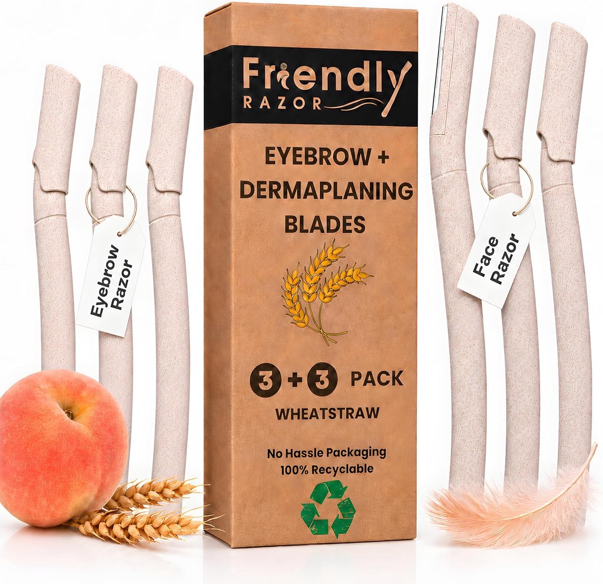 SnelShoppen - 3+3 Dermaplaning & Wenkbrauwmesjes voor Gezicht - Gezichtsbladen en Scheermessen voor Vrouwen - Gezichtshaarverwijderaar - Perfect voor