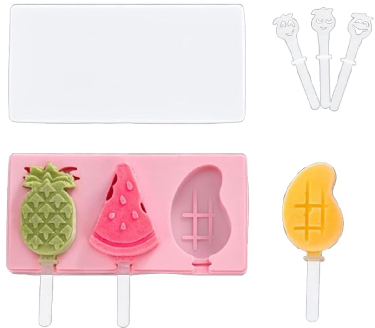 Solidchoice - Fruit IJsjes Set met Siliconen Mold en PP Stokken