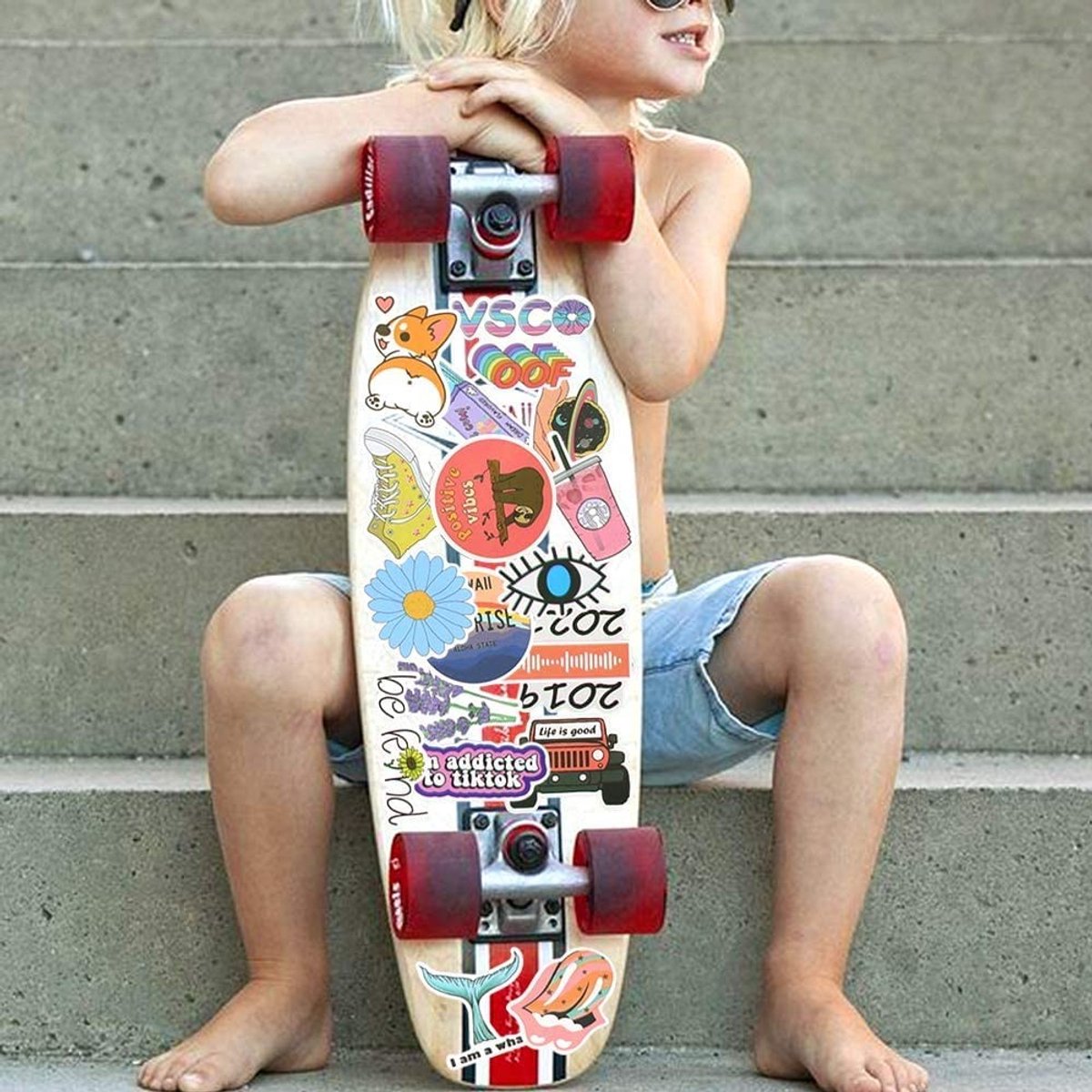 Solidchoice - Set van 50 Skate en Bike Stickers voor Kids en Tieners