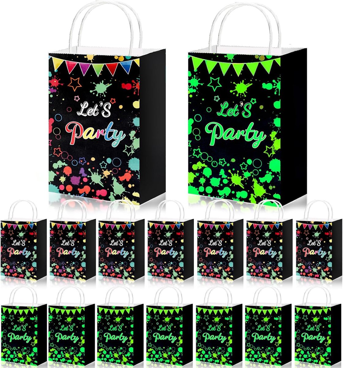 Party tassen 8 stuks - zwart papier - oplichtend in het donker - perfect voor verjaardagen - ShopVlot