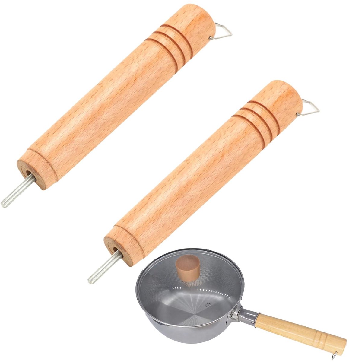 Solidchoice - Set van 2 Vervangende Pannenhandvatten met Houten Grip