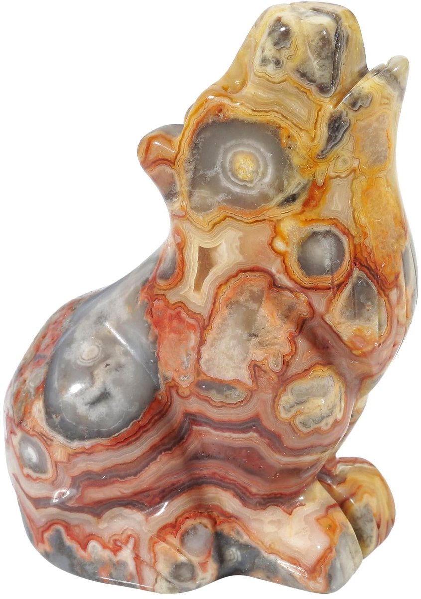 Solidchoice - Handgemaakte Wolf Beeld van Natuurlijke Crazy Agate