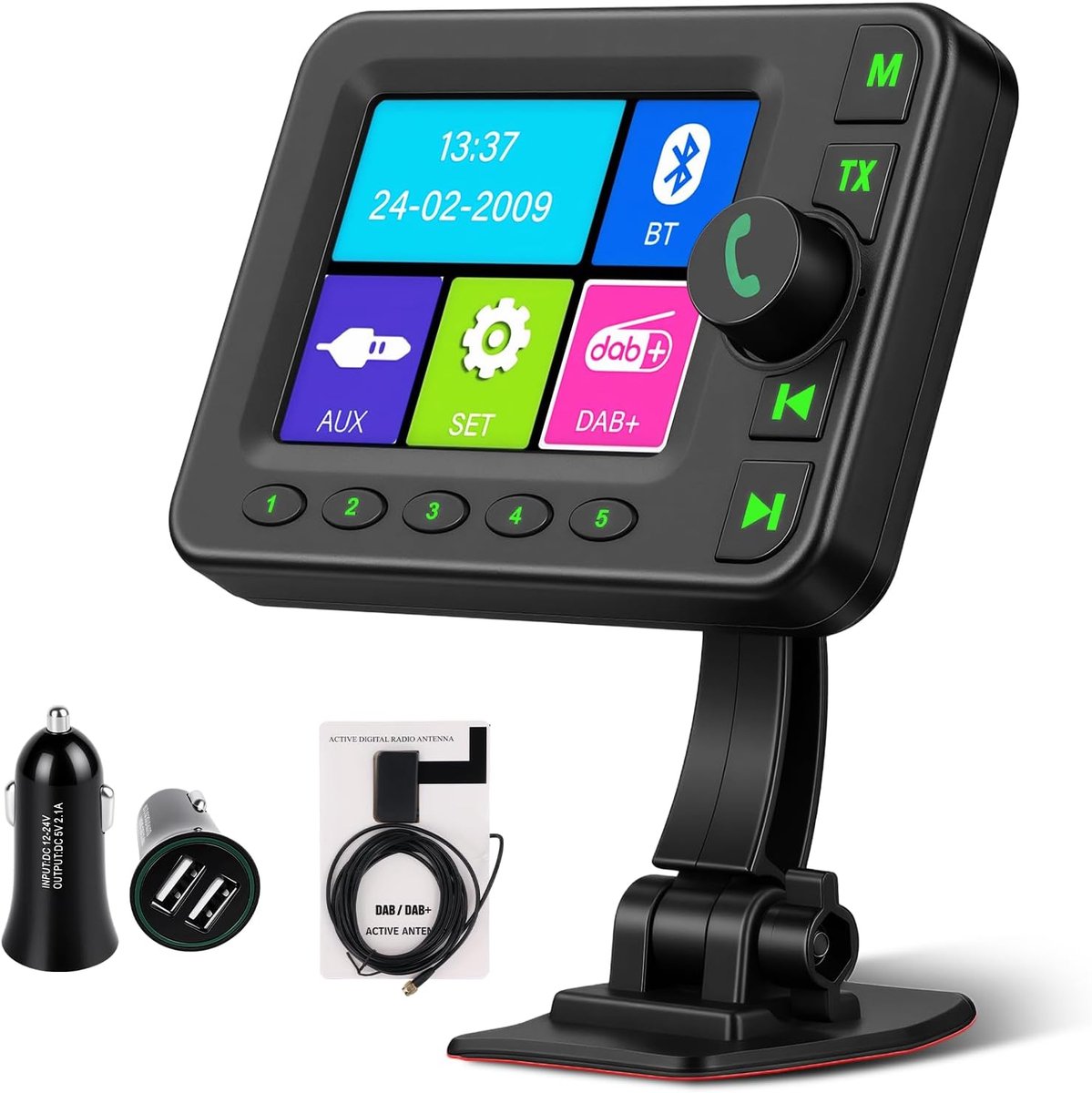 Draagbare DAB+ adapter voor autoradio - 2,4 inch lcd-display - Bluetooth handsfree - helder digitaal geluid - ShopVlot