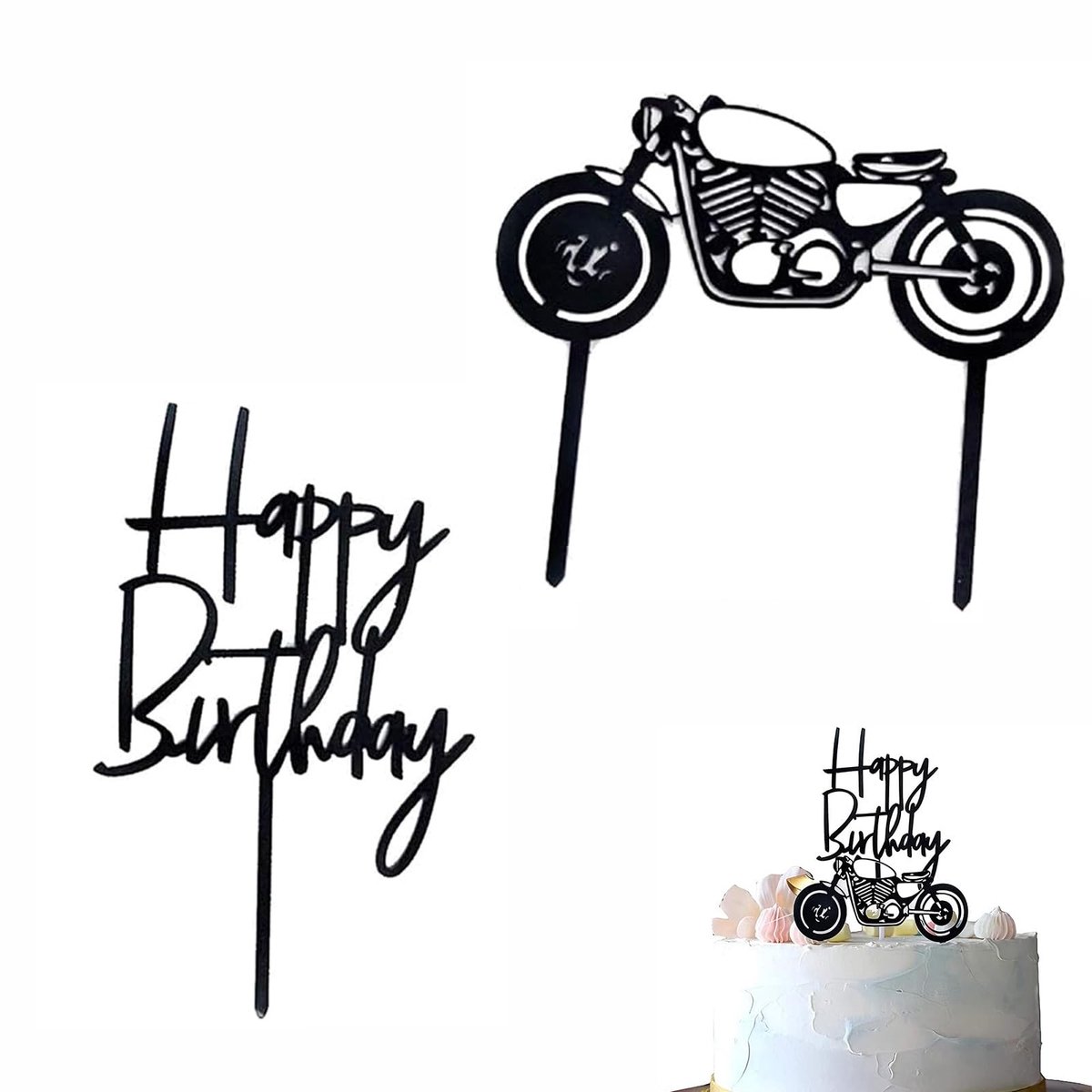 Solidchoice - 2 Stuks Acryl Taarttopper voor Motorliefhebbers