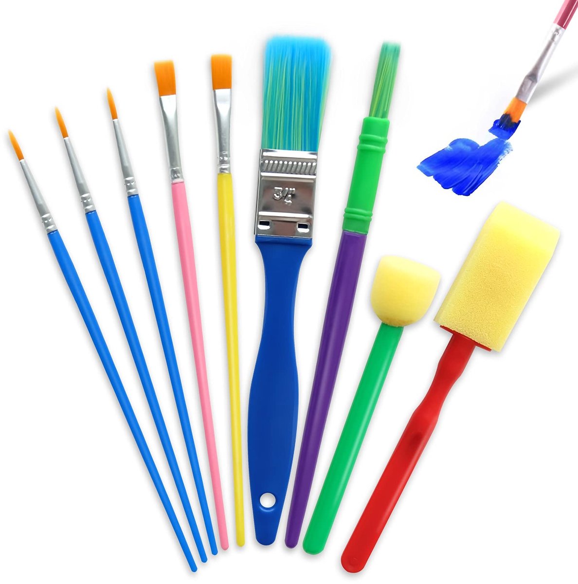 Solidchoice - Set van 9 Kinderverfkwasten voor Creatief Schilderen