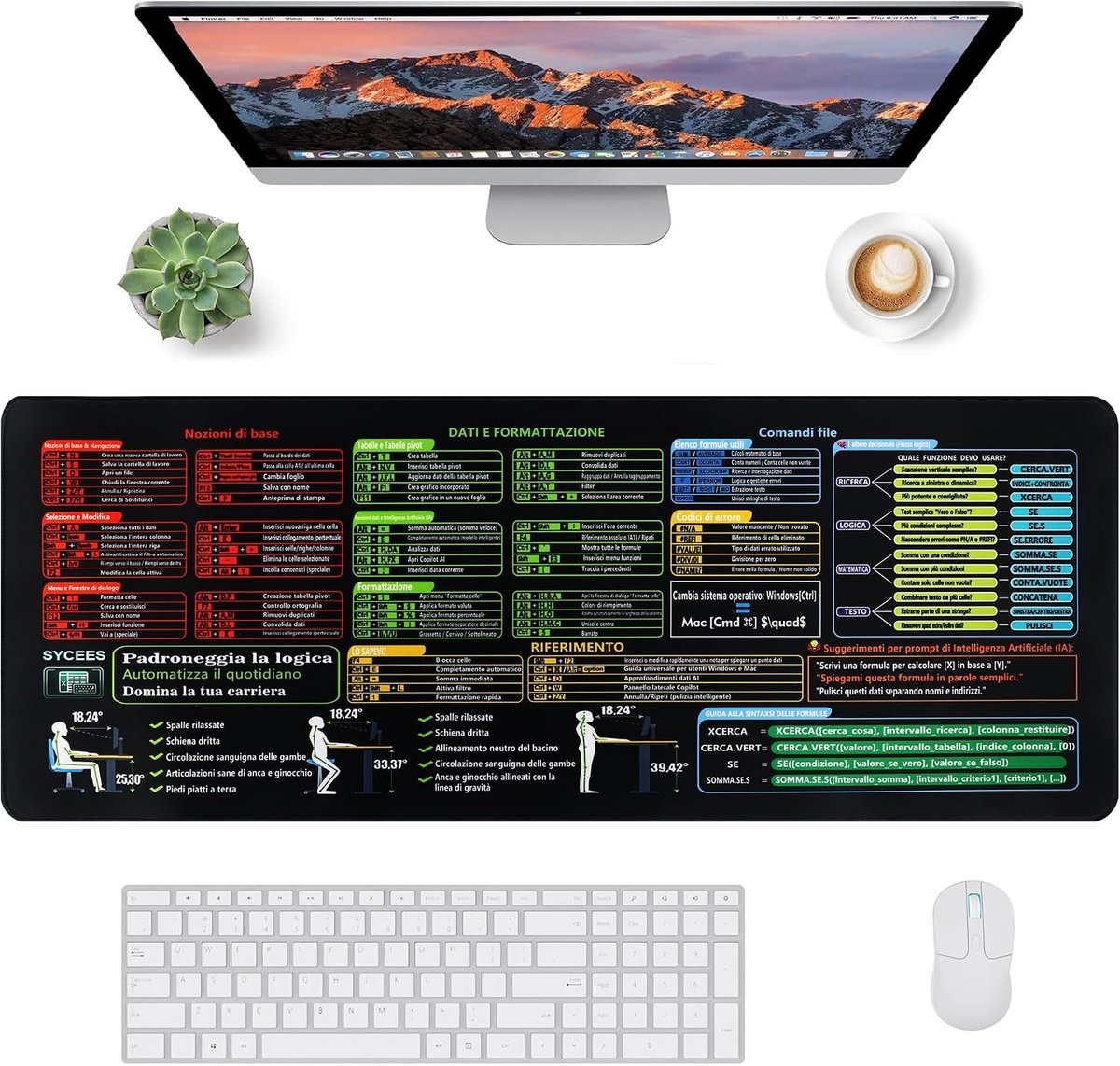 Muismat Italiaanse AI - Excel-sneltoetsen - Ideaal voor beginners en gevorderden - Verhoog je werkefficiëntie - ShopVlot