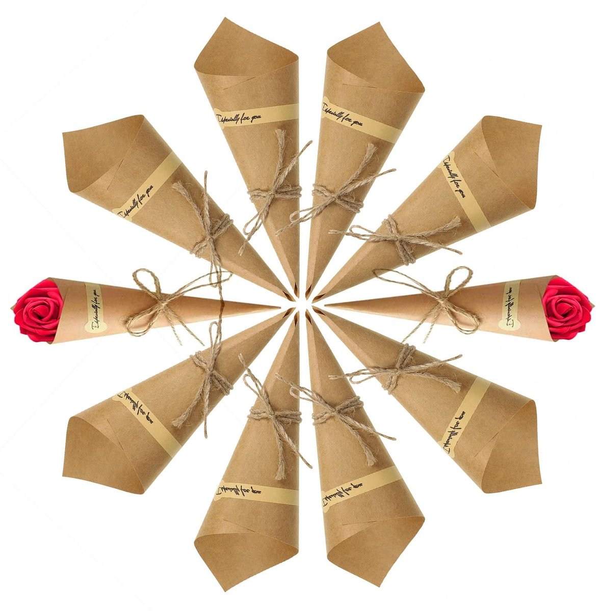 Solidchoice - 50 Vintage Kraft Papieren Hoornvormen voor Bruiloften en Feestjes
