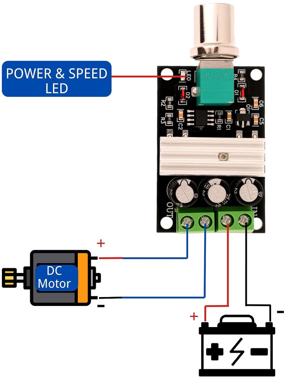 PWM snelheidsregelaar 6V-28V 3A - verstelbare motorcontroller - efficiënt en stabiel - ideaal voor DIY projecten - ShopVlot