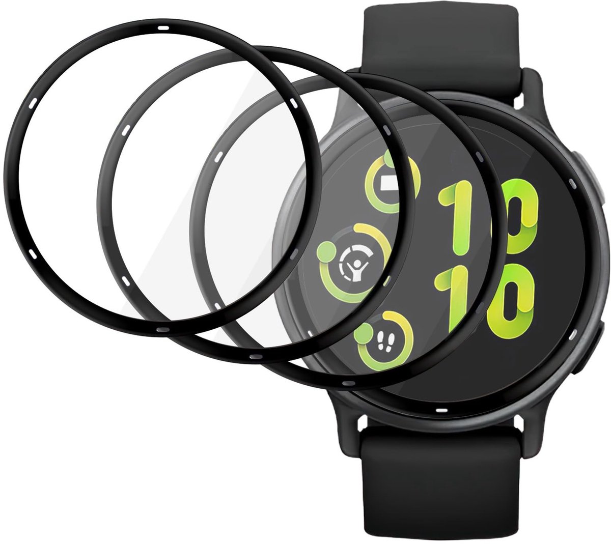 Set van 4 full cover screen protectors voor Vivoactive 5, 3D carbon fiber, ultrahelder, krasbestendig en luchtbelvrij, behoudt originele beeldkwaliteit en gevoelige aanraakfunctie