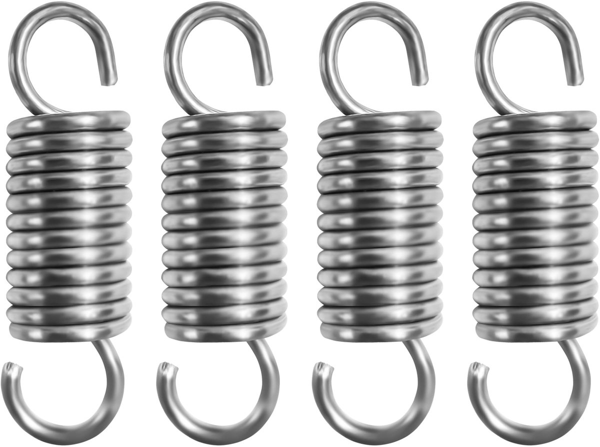 Solidchoice - Set van 4 Rvs Spanningsveren met Haken, 13 kg Treksterkte
