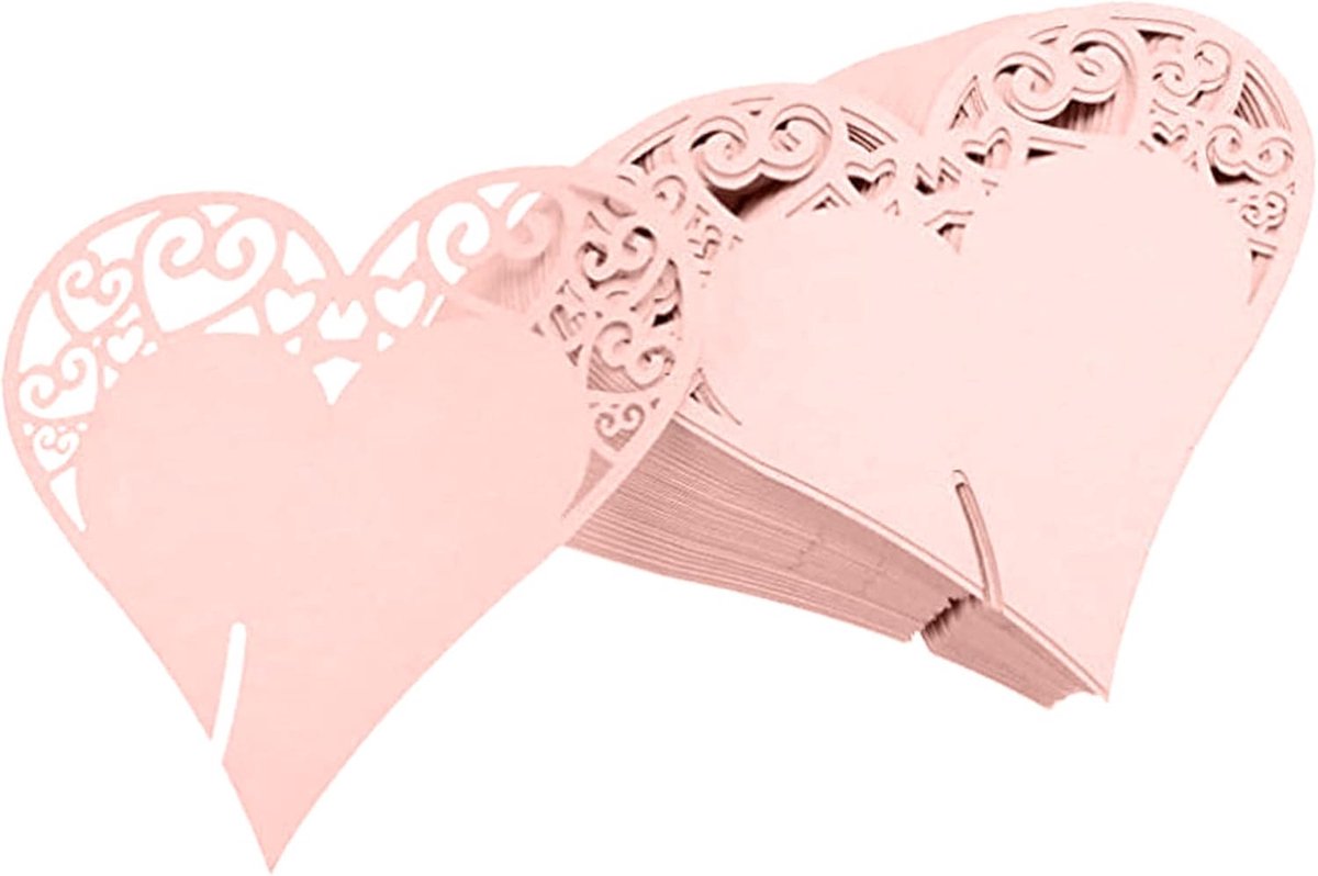 Tafelkarten Hartvorm 50pcs - Roze Hartvormige Kaarten - Hollands Design - Geschikt voor Bruiloft - ShopVlot