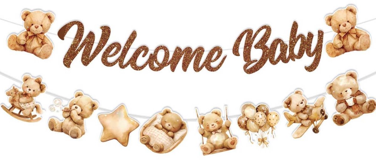 Solidchoice - Welkom Baby Banner met Teddybeer voor Baby Shower