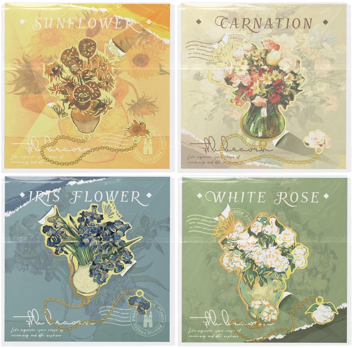 Solidchoice - Set van 4 Metalen Bloemenbladwijzers voor Boekenliefhebbers
