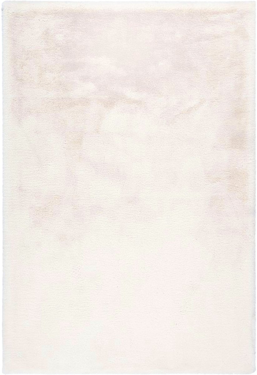Padiro hoogpolig shaggy vloerkleed 80 x 150 cm - wit - modern effen design - geschikt voor vloerverwarming - van polyester en katoen