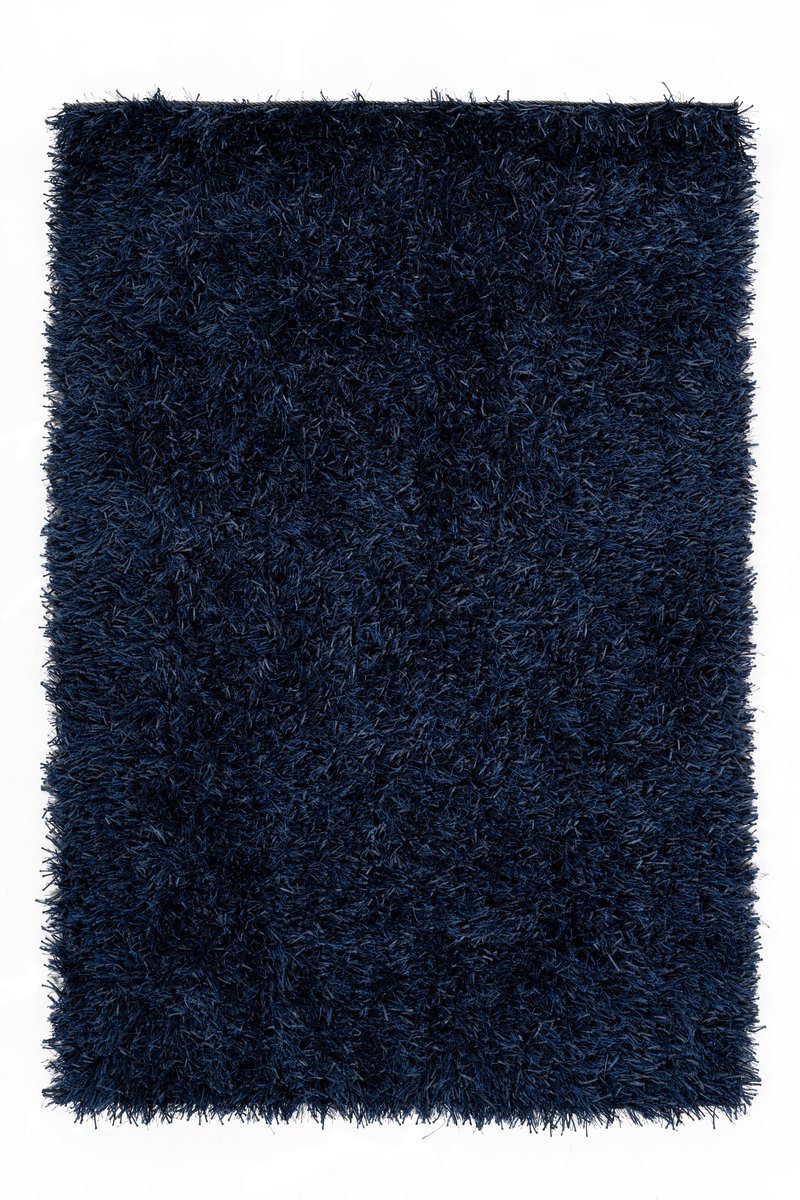 Padiro hoogpolig shaggy vloerkleed 60 x 90 cm - blauw - modern pluizig effen design - geschikt voor vloerverwarming - met franjes - van polyester en modacryl