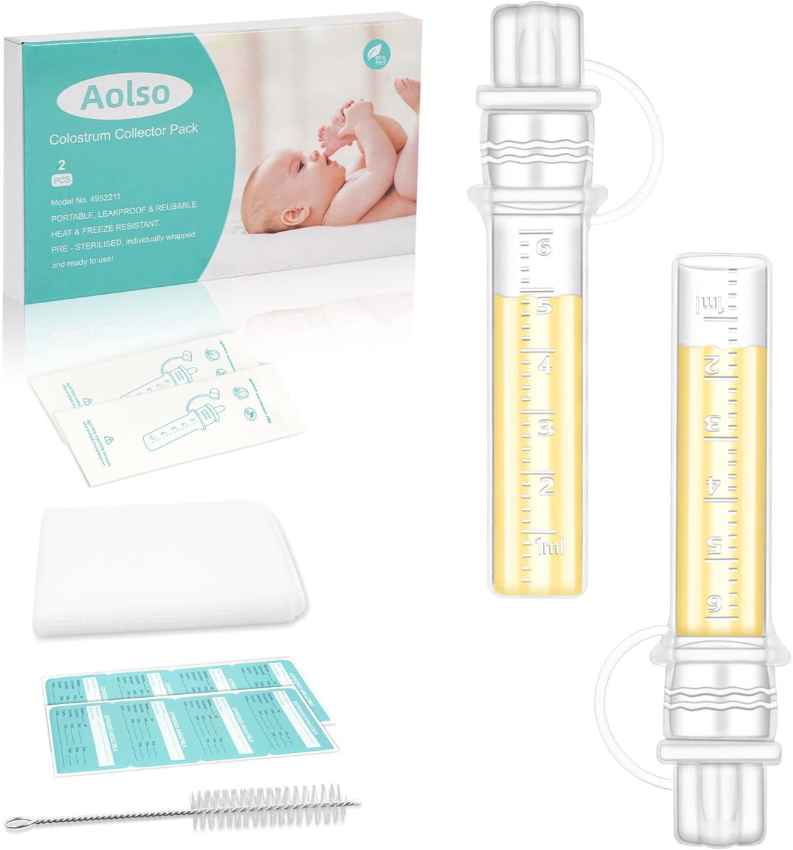 Solidchoice - Set van 2 Herbruikbare Colostrum Collectors met Reinigingsdoek