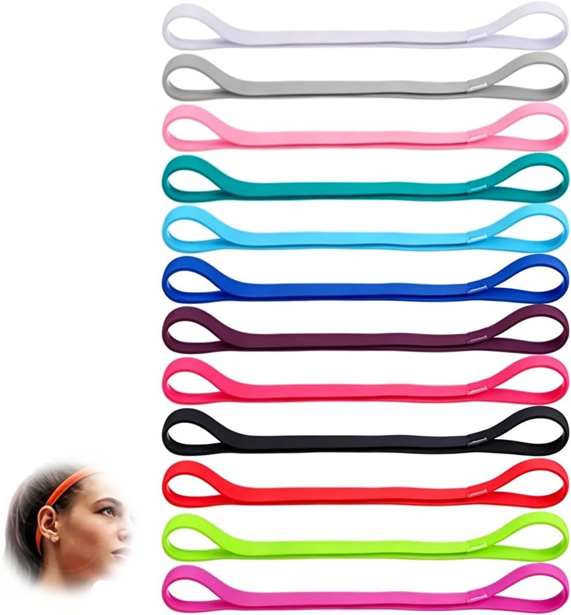 Sporthoofdbanden 12Pcs - Zachte siliconen grip - Zweetbestendig - Ideaal voor training - ShopVlot